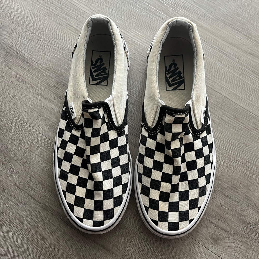 Vans Black and White Checkered Slip-On Sneakers